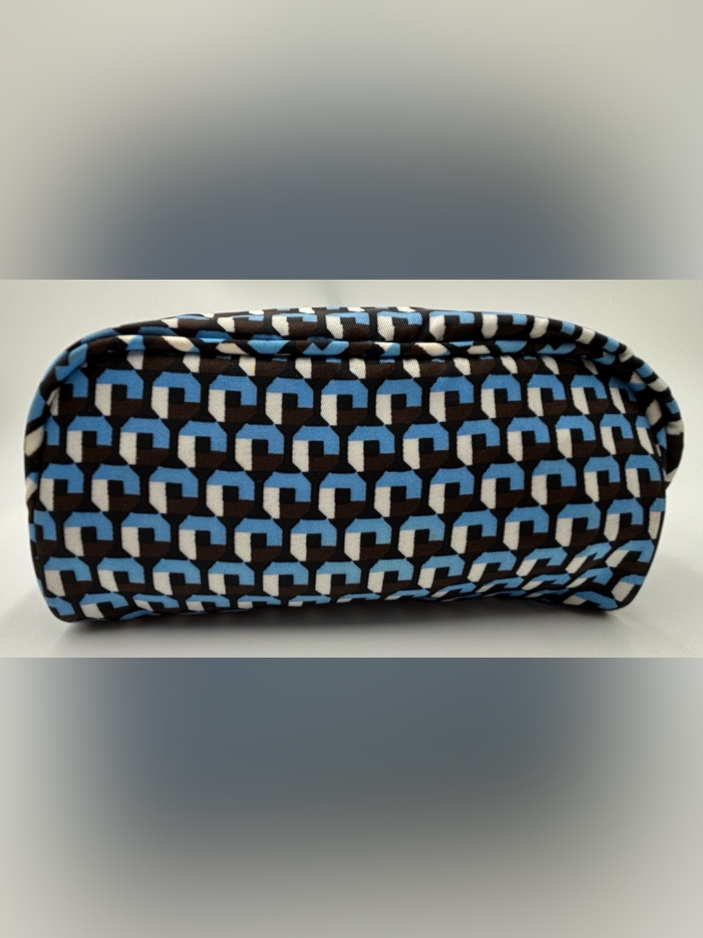 Prada Blue an White Geometric Logo Makeup Pouch - Picture 2 of 14